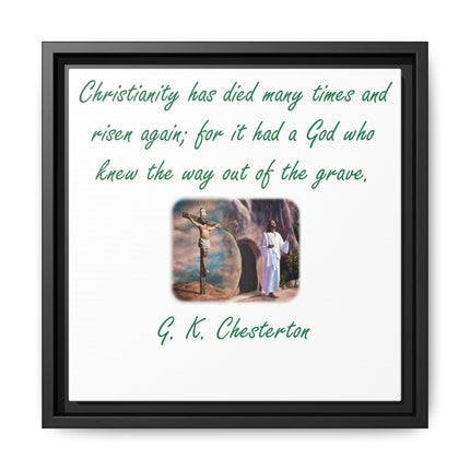 Framed Canvas Wall Art — G.K. Chesterton Easter Quote with Resurrection Image