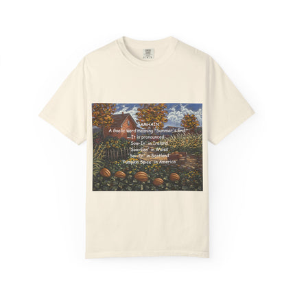 Samhain Harvest Tee — 'Samhain' Pronunciations + 'Pumpkin Spice' Autumn Humor