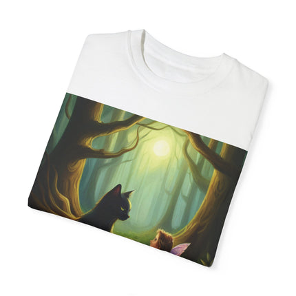 Whimsical Fairy & Cat Tee – Nature-Inspired Unisex Graphic Shirt