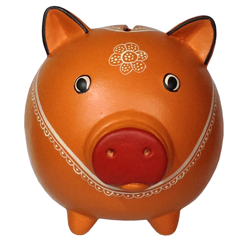 Orange Ceramic Pig Bank-1