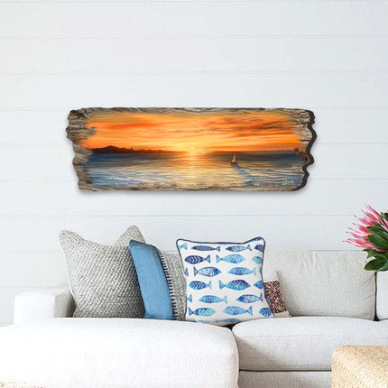 Ocean Sunset Wooden Wall Art by G. DeBrekht Coastal Decor - 8491106W-4