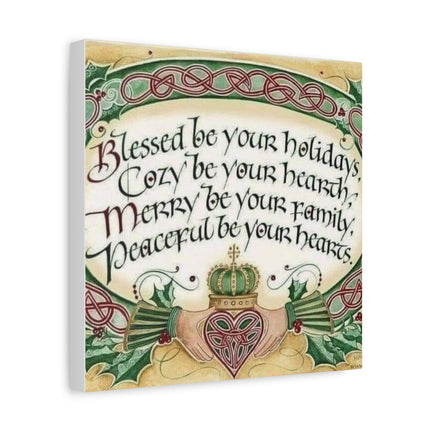 Christmas Blessing Canvas Wall Art – "Blessed be your holidays" Stretched Matte Print