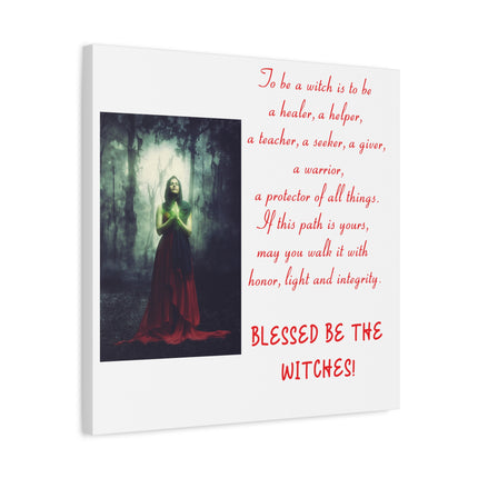 Blessed Be The Witches Canvas Wall Art — Inspirational Witch Quote Matte Canvas