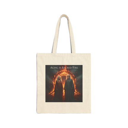 Tote Bag — 'Aging Is Sacred Fire' Gothic Fantasy Canvas Tote