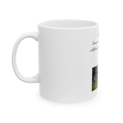 Flower Child Photo Ceramic Mug — "Flower Child" Quote, Festival Group Photo Coffee Cup (11oz, 15oz)