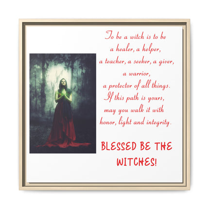 Blessed Be the Witches Framed Canvas Art — Witchy Inspirational Quote Wall Decor