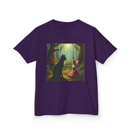 Kids Tee — Fairy Princess and Cat Forest Illustration