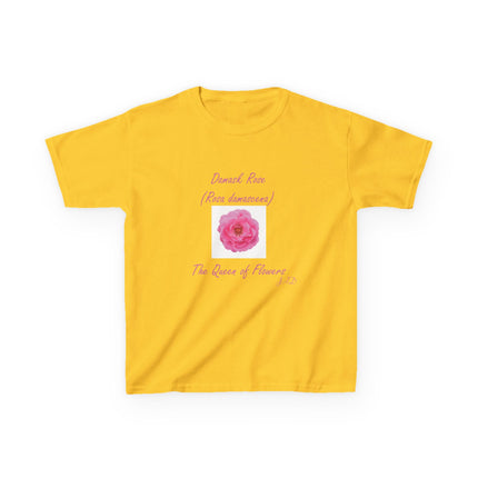 Kids Heavy Cotton Tee – Damask Rose Floral Design