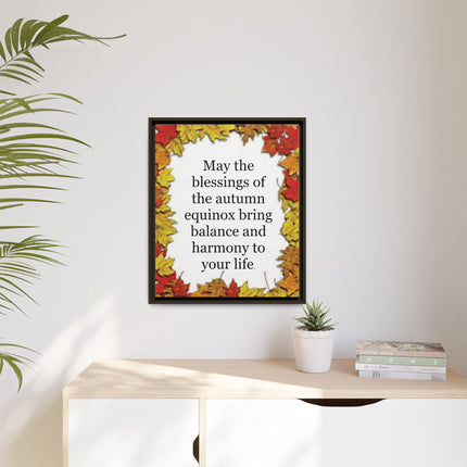 Autumn Equinox Blessing Framed Canvas — Fall Leaves Wall Art