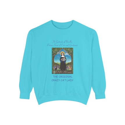 St. Gertrude Sweatshirt — "Patron Saint of Cats and Gardeners" Design