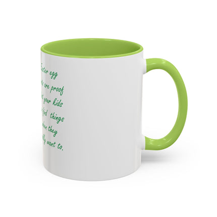 Easter Photo Coffee Mug — “Easter egg hunts are proof…” Accent Ceramic Mug (11/15oz)