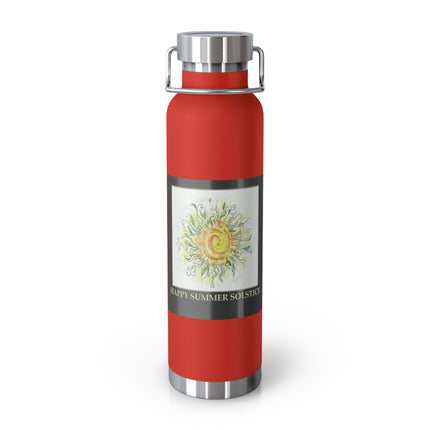 Happy Summer Solstice Copper Vacuum Bottle — 22oz Sun & Greenery