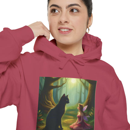 Magical Forest Fairy & Black Cat Hoodie — Enchanted Dusk Art