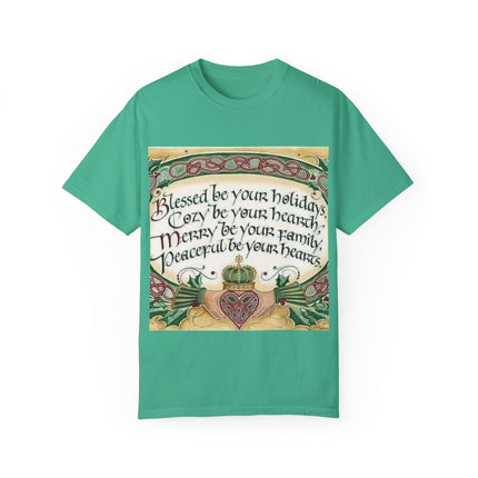 Blessed Be Your Holiday Tee – Celtic-Inspired Unisex Garment-Dyed