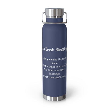 Irish Blessing Insulated Water Bottle - 22oz Copper Travel Flask