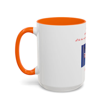 American Flag Accent Coffee Mug — Patriotic Quote by Mark Twain, 11/15oz