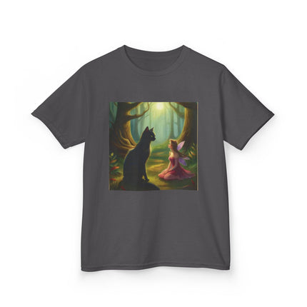 Kids Tee — Fairy Princess and Cat Forest Illustration