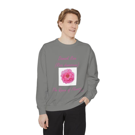 Unisex Floral Sweatshirt - Damask Rose Design - The Queen of Flowers