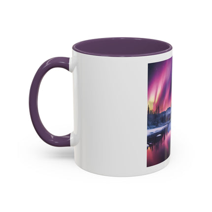 Aurora Lake Accent Coffee Mug — Northern Lights Landscape 11/15oz