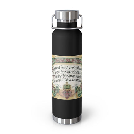 Inspirational Copper Insulated Water Bottle - 22oz with Blessing Design