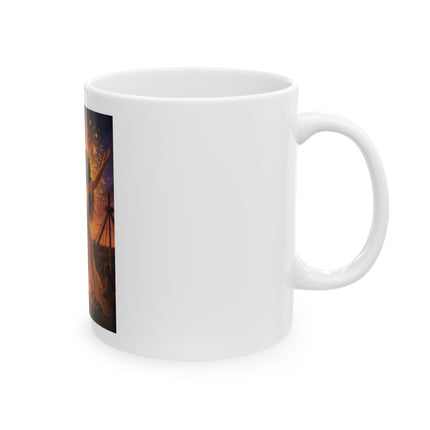 Wiccan Bonfire Ceramic Mug — "As the Beltane fires burn bright" Spiritual Pagan Tea Coffee Cup