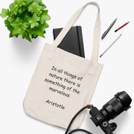 Aristotle Quote Tote – Organic Canvas Bag on Nature & Wonder