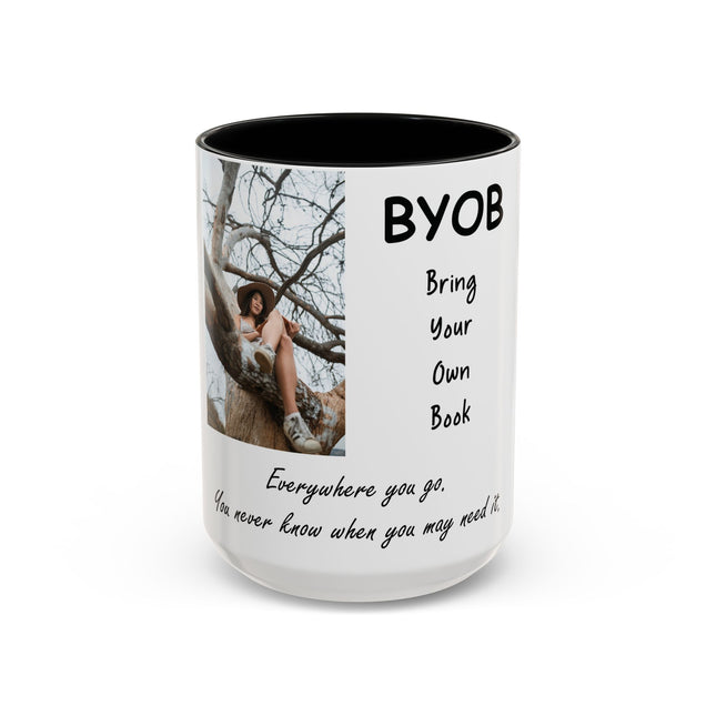 BYOB Accent Mug – “Bring Your Own Book” – 15oz Ceramic for Book Lovers