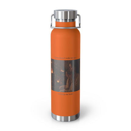 22oz Copper Vacuum Bottle — "Cacao doesn’t wake me up, it brings me home" Warm Rustic Coffee Thermos