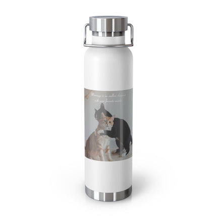 22oz Copper Vacuum Bottle — “An Endless Sleepover with Your Favorite Weirdo” Cat Hug Design