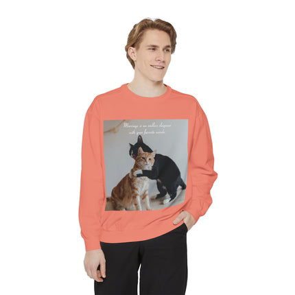 Cute Cat Sweatshirt – Unisex Garment-Dyed Gift for Couples