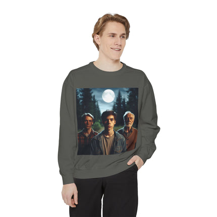 Unisex Garment-Dyed Sweatshirt - Vintage Forest Vibes Graphic