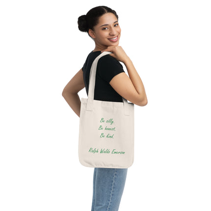 Eco-Friendly Canvas Tote Bag with Inspirational Quote: "Be Silly, Be Honest, Be Kind"