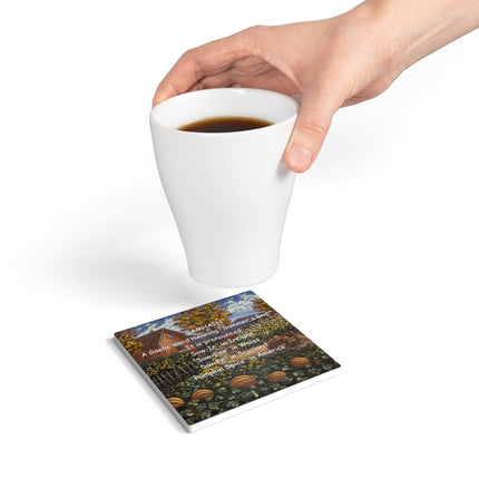 Samhain Ceramic Coaster - Autumn Harvest Design for Home Decor