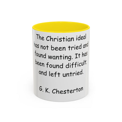 Inspirational Accent Coffee Mug – G.K. Chesterton Quote, 11oz