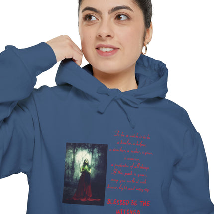 Witch Healer Hoodie — "Blessed Be the Witches" Meditative Witch Prayer Design