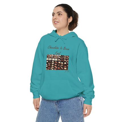 Chocolate Lover Hoodie — "Chocolate Is Brain Fuel" Photo Print