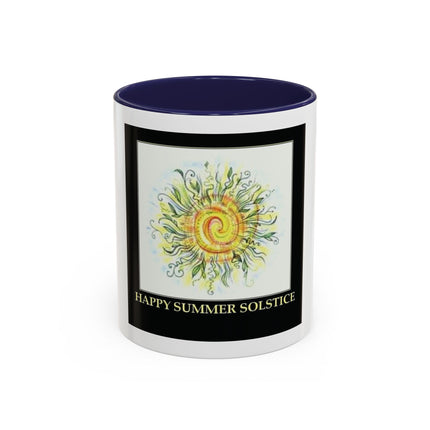 Happy Summer Solstice Coffee Mug — Sun Illustration Accent Mug (11/15oz)