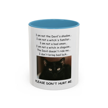 Black Cat 'Please Don't Hurt Me' Accent Coffee Mug – Dispelling Superstitions Gift