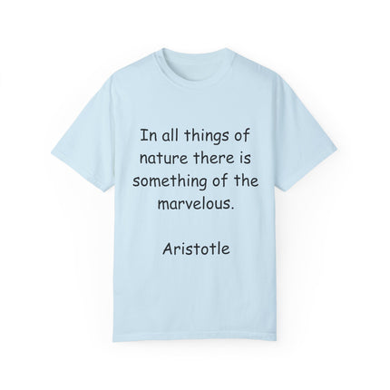 Aristotle Quote Tee – Unisex Garment-Dyed Shirt on Nature & Wonder