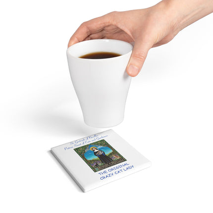 Ceramic Coaster - Crazy Cat Lady Design for Cat Lovers