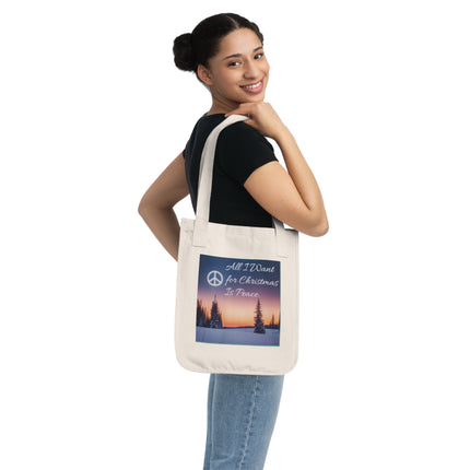 Christmas Peace Organic Canvas Tote Bag