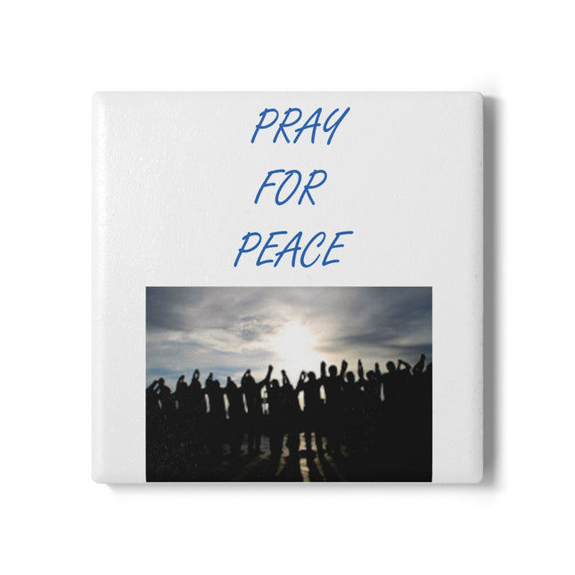 Pray for Peace Ceramic Coaster - Inspirational Home Decor