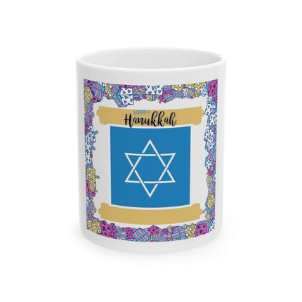 Hanukkah Star of David Ceramic Mug — Festive Judaica Coffee Cup (11oz & 15oz)