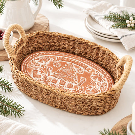 Bread Warmer & Basket - Christmas Oval-4