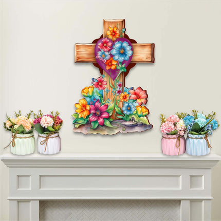 Easter Floral Cross Holiday Door Decor by G. Debrekht - Easter Spring Decor - 8688166H-1