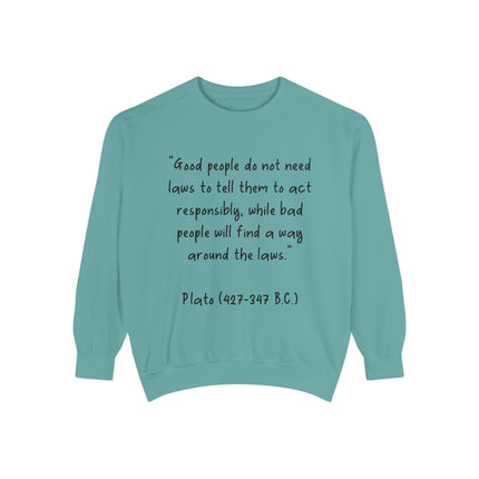 Plato Quote Sweatshirt – Unisex Garment-Dyed Cozy Wisdom Top