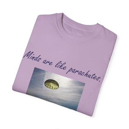 Open Mind Quote Tee – Unisex Garment-Dyed Shirt on Curiosity