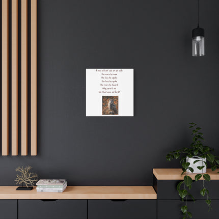 Wise Old Owl Matte Canvas Wall Art – Poem Print with Autumn Owl Photo