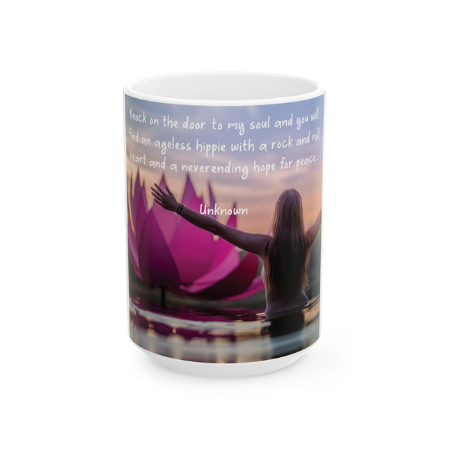 Ageless Hippie Soul Mug | 15oz Ceramic Cup for Peace & Inspiration