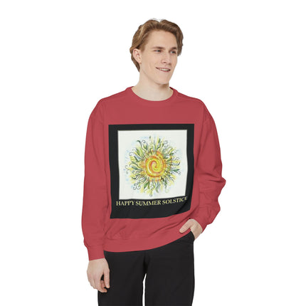 Happy Summer Solstice Unisex Sweatshirt - Cozy Garment-Dyed Apparel for Seasonal Celebrations